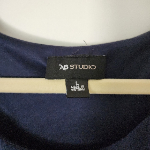 AB Studio sheer navy blue dress, long sleeves, large - Picture 4 of 4